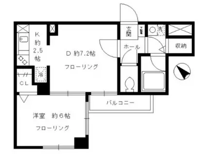 グラシューズ・ワン(1DK/3階)の間取り写真