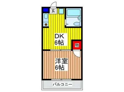 ウィリアムヒルズ新都心(1DK/3階)の間取り写真