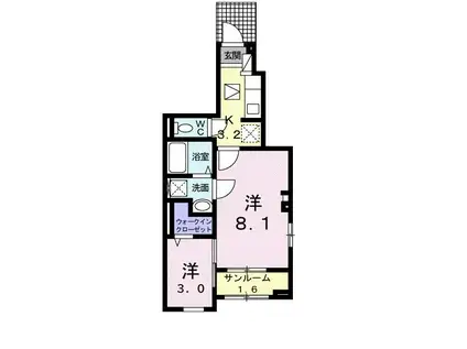 エアリーシーズン(2K/1階)の間取り写真