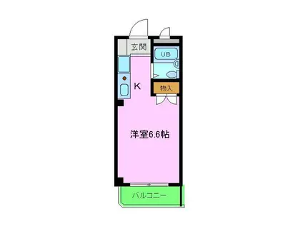 ターニングハイツ(ワンルーム/2階)の間取り写真