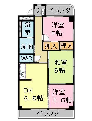 キャッスルエポック(3DK/1階)の間取り写真
