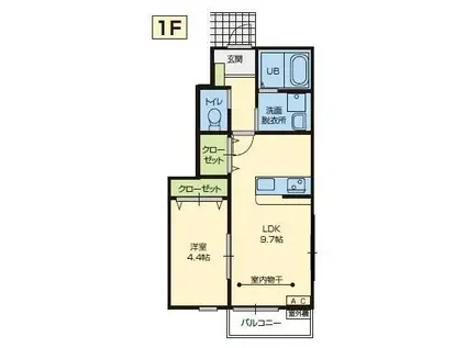 EISEN(1LDK/1階)の間取り写真
