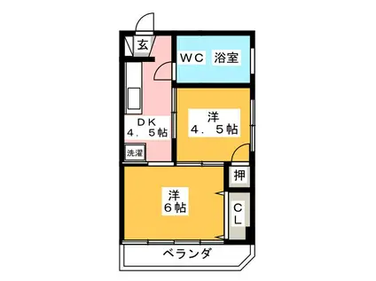 メゾン長崎Ⅰ(2DK/3階)の間取り写真