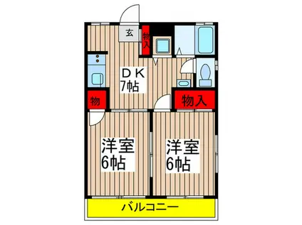 第2ホワイトハイツ(2DK/1階)の間取り写真