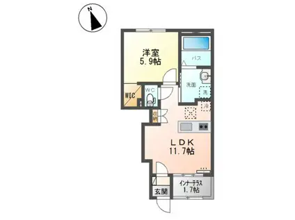 アルカンシエルII(1LDK/1階)の間取り写真