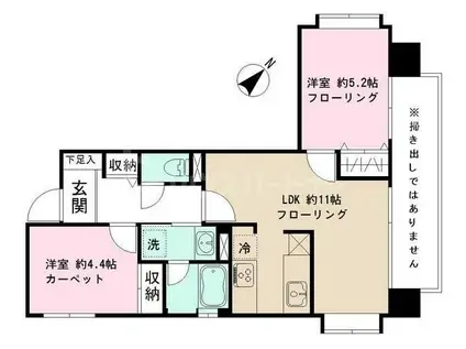 ヴィルヌーブ文京根津(2LDK/2階)の間取り写真