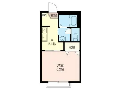 サンハウス(1K/1階)の間取り写真