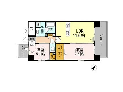 プランドール赤坂(2LDK/3階)の間取り写真