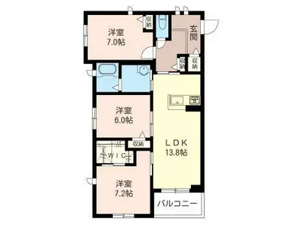 リブフラット(3LDK/3階)の間取り写真