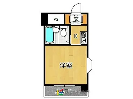 ロマネスク西新オレンジ通(1K/4階)の間取り写真