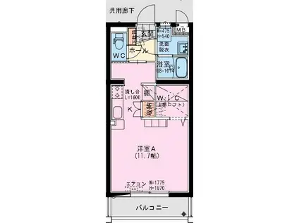 シャトレ末広(ワンルーム/3階)の間取り写真
