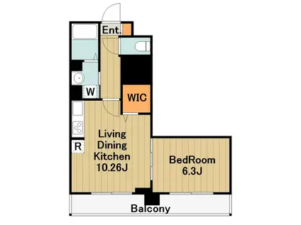アベリア(1LDK/1階)の間取り写真