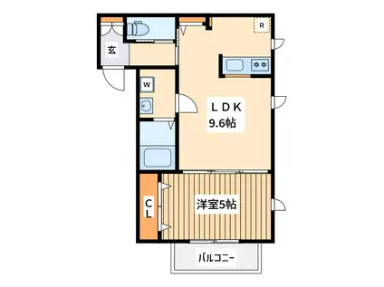 デュマンクレール(1LDK/2階)の間取り写真