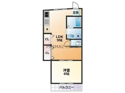 AKハイム(1LDK/3階)の間取り写真