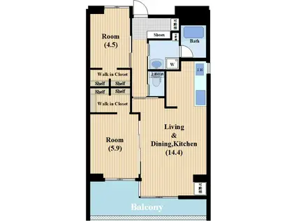 CENTRAL SQUARE サウス COURT(2LDK/1階)の間取り写真