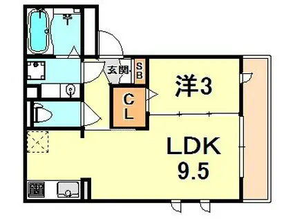 ローレル千旦(1LDK/2階)の間取り写真