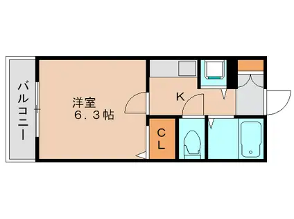 ライオンズマンション県庁東(1K/7階)の間取り写真