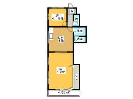 大山田マンション(2DK/1階)の間取り写真