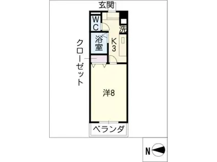 ソシア浄心(1K/4階)の間取り写真