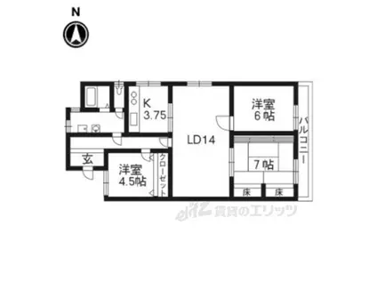 メゾン深草701(3LDK/7階)の間取り写真