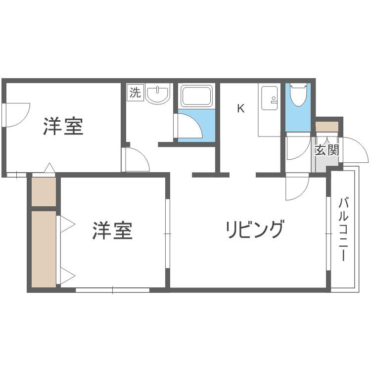コーポげんじ北8条(2LDK/3階)の間取り写真