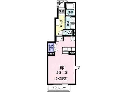 ソレアードI(ワンルーム/1階)の間取り写真