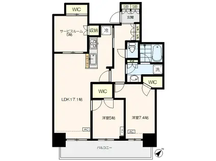 リヴァリエA棟(2SLDK/23階)の間取り写真