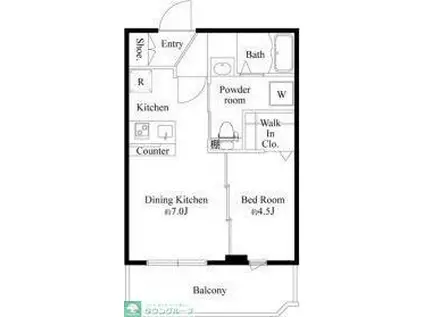 CRESCENT COURT(1DK/3階)の間取り写真