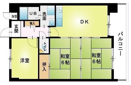 ロイヤルコーポ野田(3DK/9階)の間取り写真