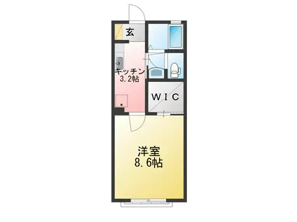 シティクレスト2 B棟(1K/2階)の間取り写真