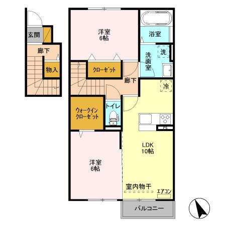 コトー・シェソワ 1(2LDK/2階)の間取り写真