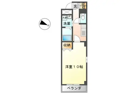 本州ビルIII(1K/6階)の間取り写真