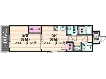カシア平尾(1DK/5階)の間取り写真