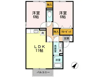 セジュールセラ A棟(2LDK/1階)の間取り写真