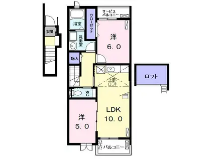 アイランド・ルガート(2LDK/2階)の間取り写真