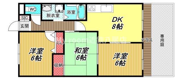 グランドゥール(3DK/1階)の間取り写真