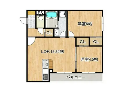 EXハイツ山坂(2LDK/2階)の間取り写真