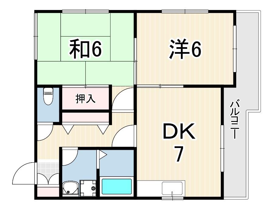 エクセル三条(2DK/1階)の間取り写真