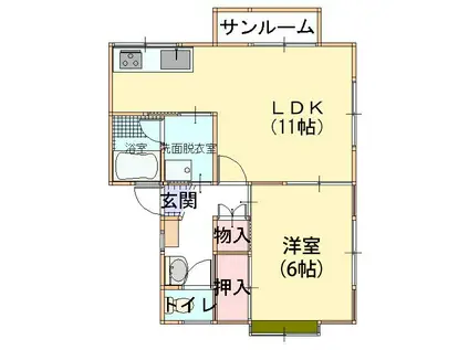 ミッキーハウスIII(1LDK/2階)の間取り写真