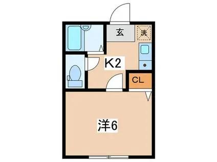 エアフォルク(1K/1階)の間取り写真