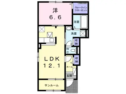 アザレアM・III(1LDK/1階)の間取り写真