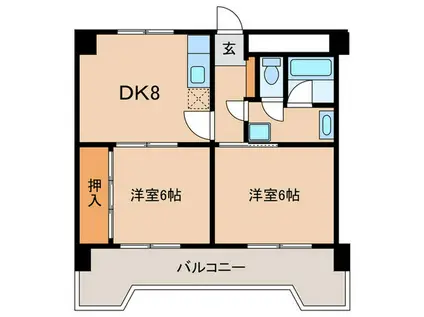 ルミエールたちばな(2DK/5階)の間取り写真