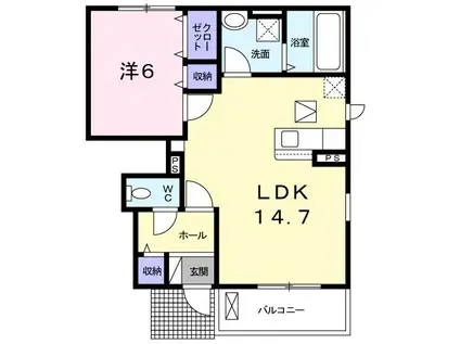 プリムローズ(1LDK/1階)の間取り写真