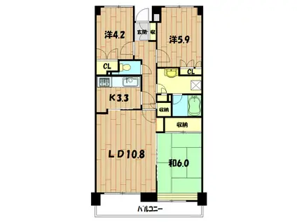 クエスト山手台(3LDK/6階)の間取り写真