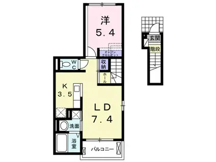グランベーネ(1LDK/2階)の間取り写真