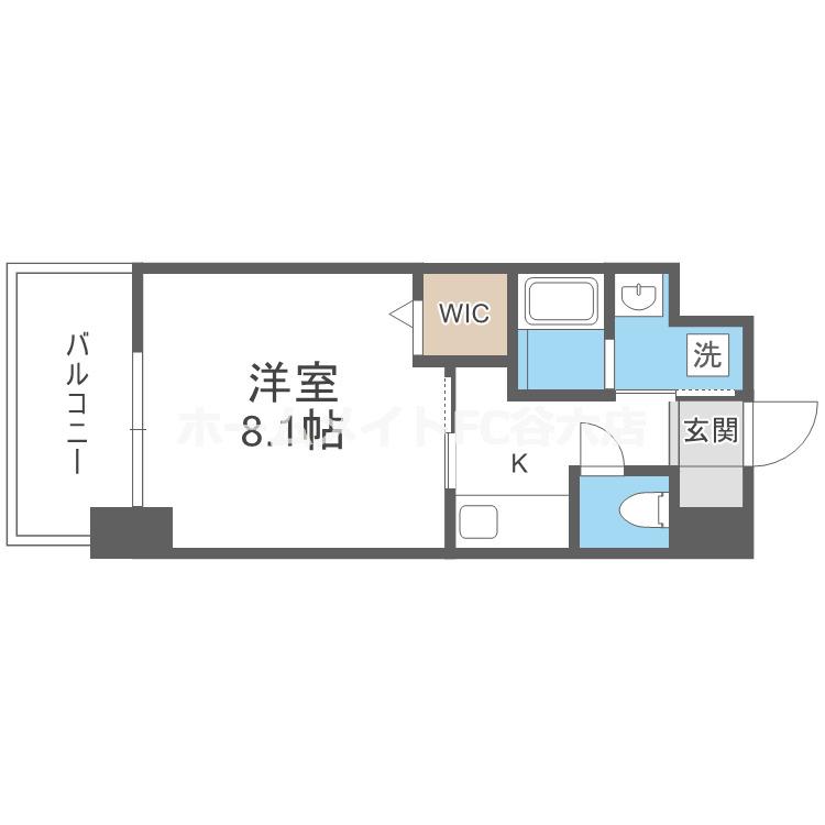 LOUIS RESIDENCE弁天町(1K/3階)の間取り写真