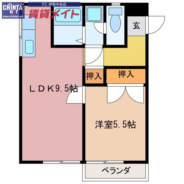 TWO-KEN(1LDK/2階)の間取り写真