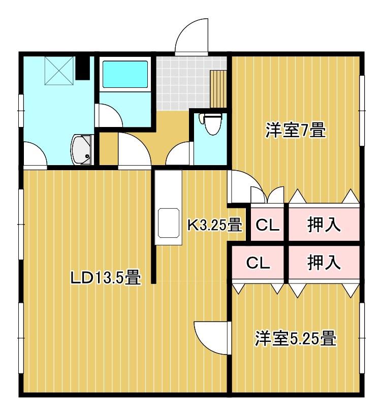 ちほく荘(2LDK/2階)の間取り写真