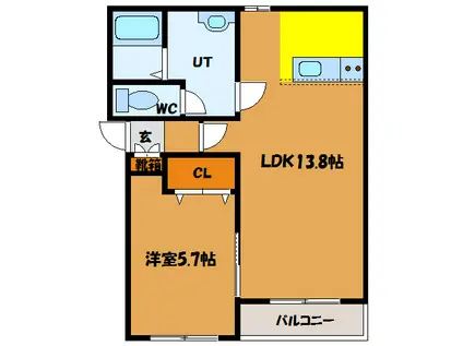 ロイヤルコート駒場(1LDK/1階)の間取り写真