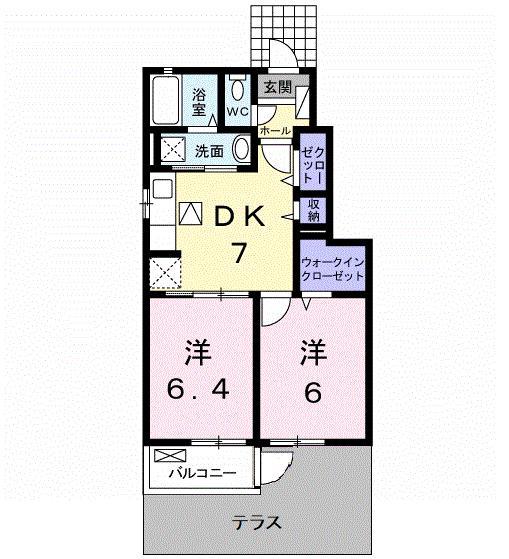ワイズKM(2DK/1階)の間取り写真